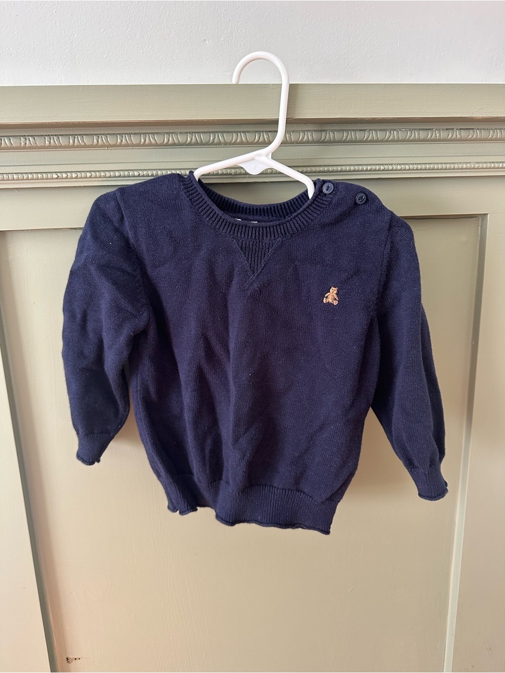 GAP Navy Knit Sweater with Teddy Embroidery - Kids
